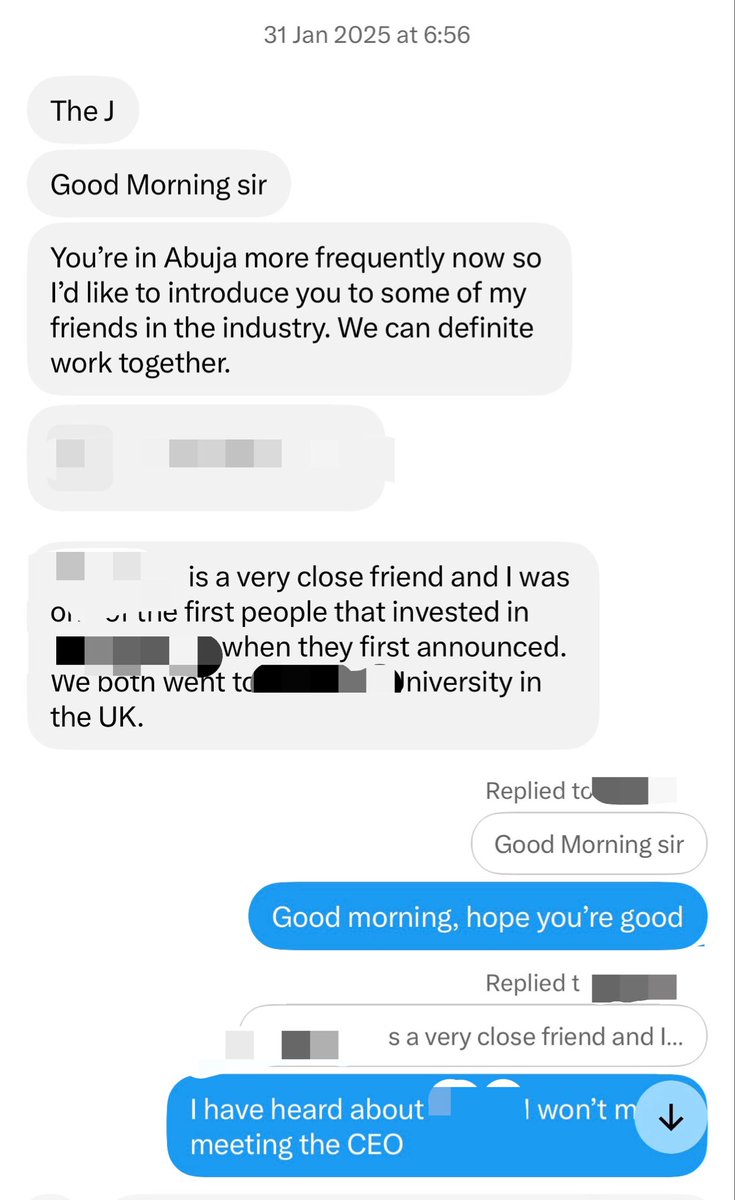 SirJarus's tweet photo. In January 2025, an excited follower here sent me a DM. 

"I can introduce you to Mr A, CEO of X company (private company)". 

"I won't mind", I replied.

He set up the meeting. The follower from here spoke highly of me. The CEO did his own research too. Comfort and trust built. 

We explored various ways we can work together. 

9 months and several meetings later, we signed our first business partnership together. 

8-digit sum paid to the introducer for facilitating. 

And 75% of our cashflow in 2026 has come from the transaction that arose from that introduction. 

From just a DM from an excited Twitter follower with less than 2k followers. 

I have a lot to write about business and networking, but it is too early to write a book now. I will keep building the experience.