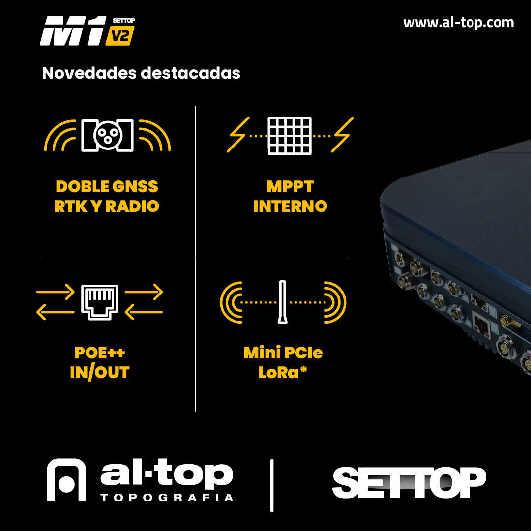 AltopTopografia's tweet photo. 📢 Nuevo Settop M1 v2: Cuando la evolución se convierte en revolución
✉️ Más información en nuestra página web: https://t.co/TpihAiXOdS
#Settop #SettopSurvey #Intergeo2026 #Topografia #Construcion #Geospatial #Monitoring #MaritimeWorks #SettopM1v2 https://t.co/huS4AWmm6T
