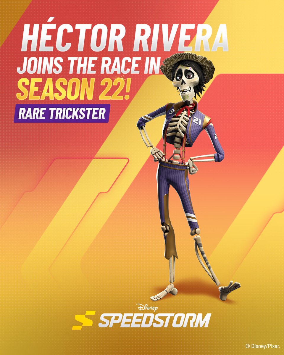 SpeedstormGame's tweet photo. Bring a little mischief to every race! 💀 Racer Héctor Rivera is joining Disney Speedstorm in Season 22! #Coco https://t.co/4CYBDuusji