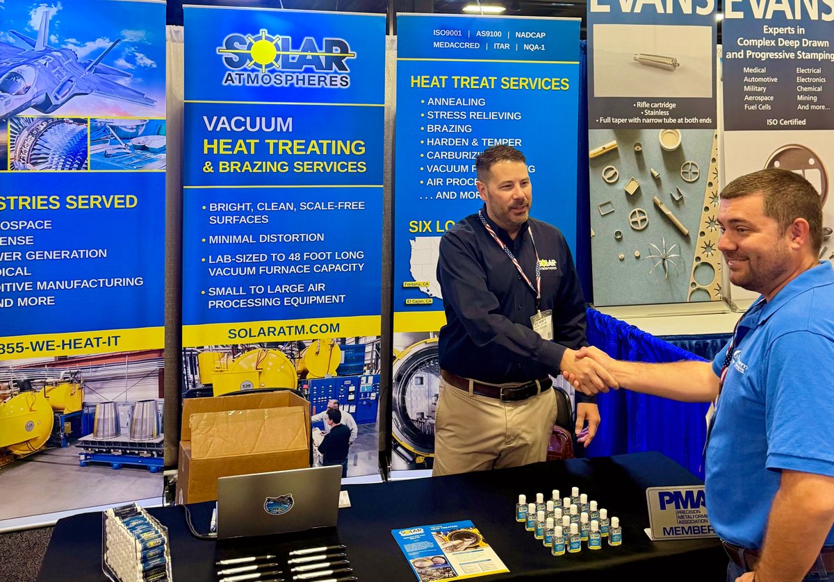 SolaratmHT's tweet photo. Mike is at the Design-2-Part Show in Greenville, South Carolina! Stop by Booth 104 at the Greenville Convention Center today or tomorrow to discuss your upcoming vacuum heat treating and brazing requirements.
https://t.co/zohOSm4Spe
#d2p #heattreating #heattreatment #brazing https://t.co/xVoVmZtzBF