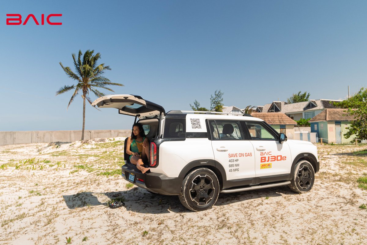 JetconCars's tweet photo. Beach days, island roads and your next adventure—all start with the right ride. 🌴🚙

Here’s to the BAIC BJ30e—combining hybrid efficiency, serious power and everyday versatility in one adventure-ready SUV.

From the weekday commute to weekend escapes, the BJ30e is built to take you further. ⚡🔥

📍 Jetcon Corporation Ltd.
📍 2 Lower Sandringham Ave, Kgn 10
📞 (876) 920-2277

#BAICBJ30e #BAICJamaica #JetconCars #Jetcon