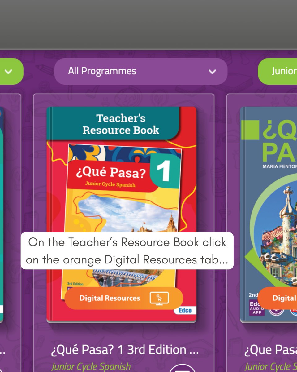 edco_ie's tweet photo. Spanish Teachers, need help unlocking your digital resources for ¿Qué Pasa? 1 on Edco Learning? Swipe through the next two posts for all the details you need. https://t.co/qO4sFTBpP7