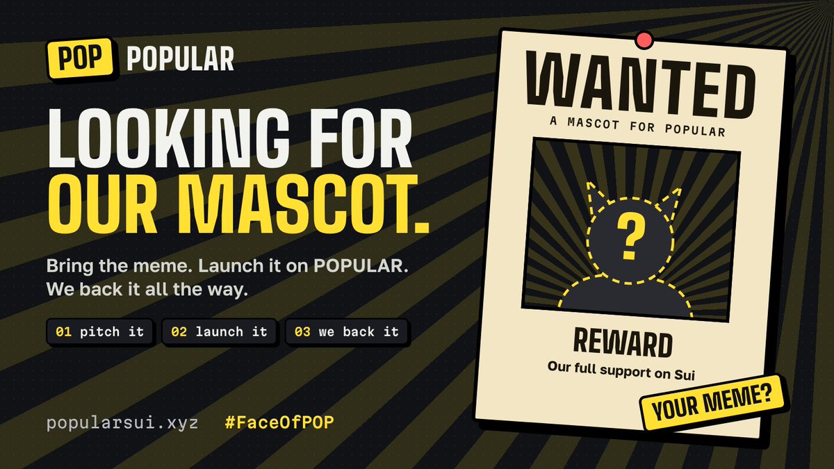 popular_sui's tweet photo. POPULAR is looking for its mascot. 🔍

Got a character that could be the face of Sui memes? Launch it on POPULAR and pitch it to us.

The one we pick, we back: boosts, shoutouts, the spotlight on our site.

Post your launch with #FaceOfPOP 👇

https://t.co/XYVzdjnZAw https://t.co/sCVbACinh2