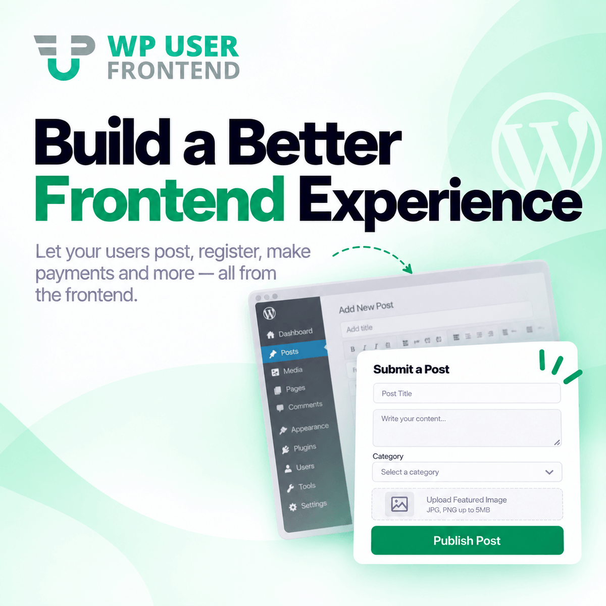 weDevs's tweet photo. Ready to take your WordPress site to the next level? 

Create powerful frontend forms for posting, registration, payments, profiles, memberships, and more - all without sending users to the WordPress backend.

Click the link to go Pro! ✨

https://t.co/jDhI3U16n6 https://t.co/vPEqI3ISni