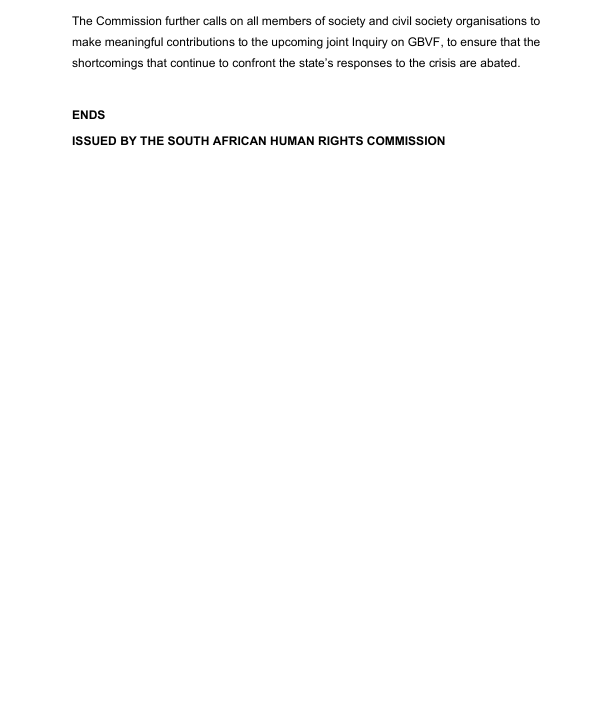 SAHRCommission's tweet photo. The SAHRC condemns violence against women - invites the country to participate in the upcoming joint Inquiry by the SAHRC, Commission for Gender Equality and CRL Rights Commission on Gender Based Violence taking place from 28 September - 02 October 2026. https://t.co/NQOCGU4VcO