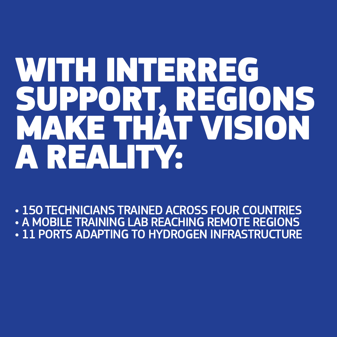 RegioInterreg's tweet photo. ⚡ A clean energy transition takes more than technology; it takes people and places ready to use it.
 Through Green SKHy and HYDEA, regions are training the workforce and preparing the ports hydrogen needs.

Learn more👉https://t.co/utbcO9M35g

#Interreg #EURegions #ClimateAction https://t.co/ND1qiJFXNT