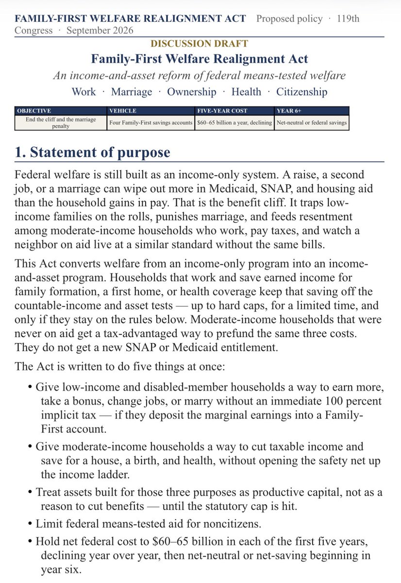 eethatcher's tweet photo. 🚨BETTER IDEA — rather than talking about “shifting welfare to the states” WHICH WILL give Democrats a “Welfare Doomsday” narrative and undermine the progress Republican led states like Florida have made (promise), HOW ABOUT WE TALK ABOUT SHIFTING WELFARE TO A SELF SUFFICIENCY FAMILY-FIRST DREAM MODEL — by utilizing already-in-place tax advantage structures, disregarding assets in Family-1st Tax Advantage Accounts, and lowering taxable income for citizens wanting to save towards their American 1st Dream. 

GIVING LOW & MODERATE INCOME HOUSEHOLDS A WAY TO SAVE FOR The AMERICAN-1st DREAM: Family Planning, Homeownership & Health 

Simultaneously allowing a PATH OFF social welfare dependency for low income & disabled member households so they incrementally Increase Household Income and/or Get Married. 

🚨CREATING OPPORTUNITIES THAT IMPROVE THE OUTCOMES for Everyday Americans to reach the AMERICAN DREAM, & Get Off Welfare, I’D BET ON US CITIZENS EVERYDAY, and twice on Sunday’s… DO YOU⁉️

By REINVESTING & REALIGNING a portion of the @WHFraudTF fraud $ ‘FRAUD SAVINGS’ back towards American Citizens by temporarily reallocating a portion of the Fraud Savings ($65 billion yr) towards a WELFARE STEP-DOWN Family-1st COST SAVINGS Realignment. 

Reallocating Fraud Savings would NOT INCREASE Federal spending of the Welfare Realignment rollout for the 1st 5-yrs. BY YEAR SIX (6), the Family-1st Welfare Realignment would be (if not NET NEUTRAL), HAVE A $12 - $109 billion ANNUAL FEDERAL SAVINGS, w/ a moderate estimate at $49 billion annually. 

@Heritage @Heritage_Action @JDVance @SecScottBessent @POTUS @JTLonsdale @SecKennedy @DrOzCMS @SenRickScott @ByronDonalds @howardlutnick @Eric_Schmitt @DaveMcCormickPA @HouseGOP @USGAO 

https://t.co/dvKXMwmpoU