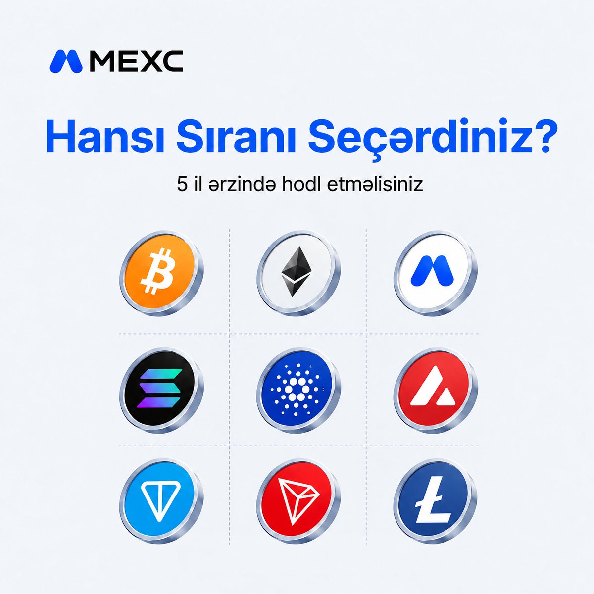 MEXC_AZ's tweet photo. Hansı sıranı seçirsən? 👀

🎁Sadə addımları tamamla və 50$ mükafat fondundan yararlan! 🤑

Şərtlər:
✅ @MEXC_AZ hesabını izləyin
🔁Postu bəyənin, RT edin və 1 dostunuzu etiketləyin
💬Seçdiyiniz sıranı şərhlərdə qeyd edin

🔥10$ bonus qazanan şanslı 5 nəfər 20 Sentyabr elan olunacaq!