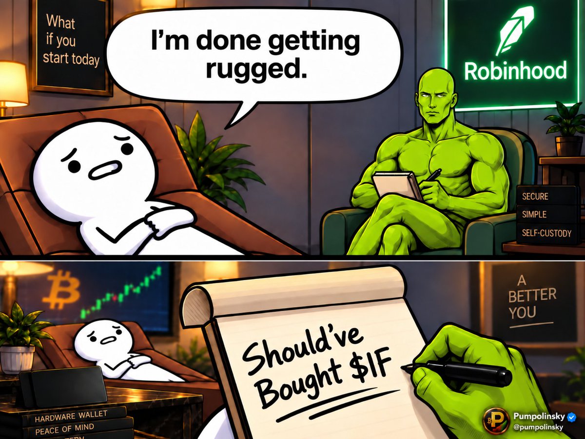 pumpolinsky's tweet photo. Get yourself robinhood:0x232cdfc415d10b673845d83dc02ba2eabe7e30d1 
Before therapy becomes part of your crypto strategy.
@WhatIFonHOOD https://t.co/jQzKVq9iXE