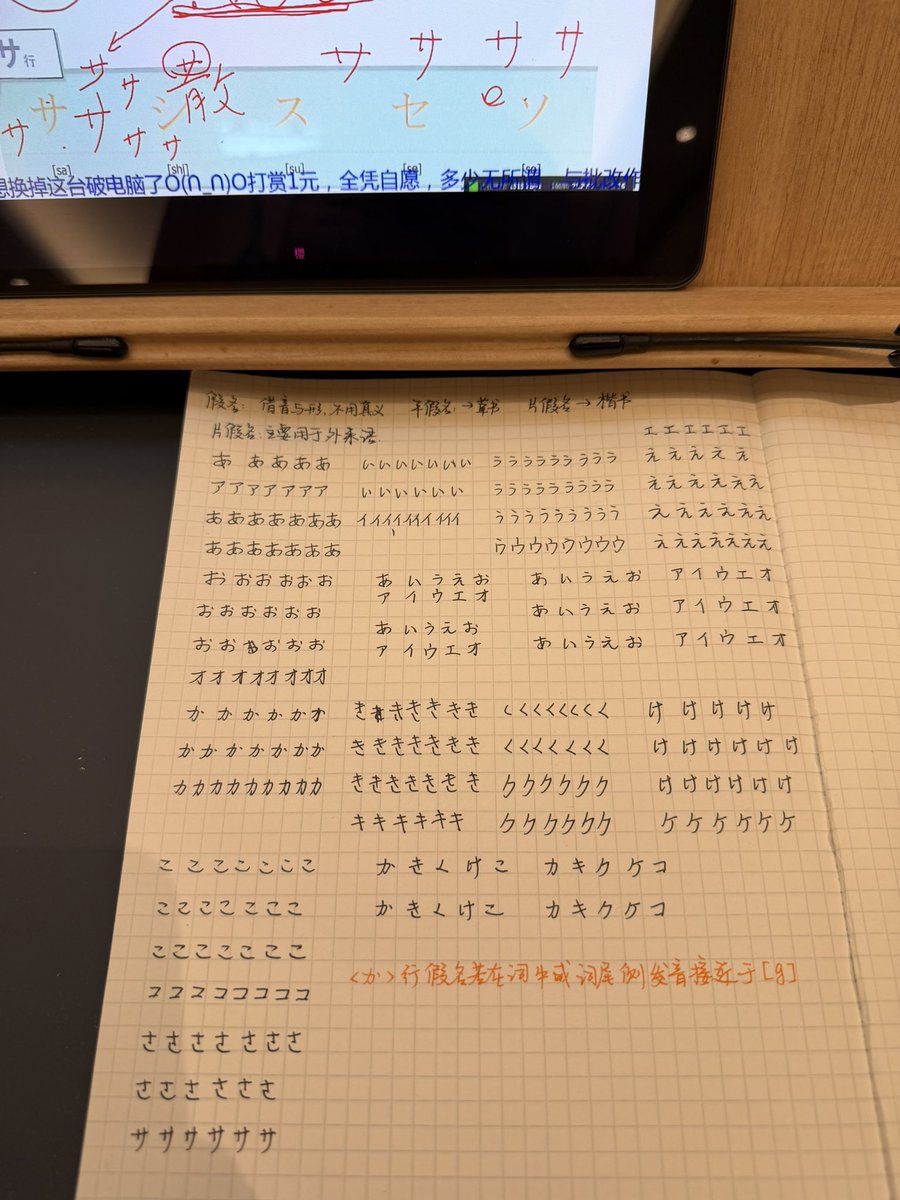 Tying____'s tweet photo. 今天就学到这里，已经没有耐心了，日本字好奇怪，写出来好丑 https://t.co/SbvNHMNv2h