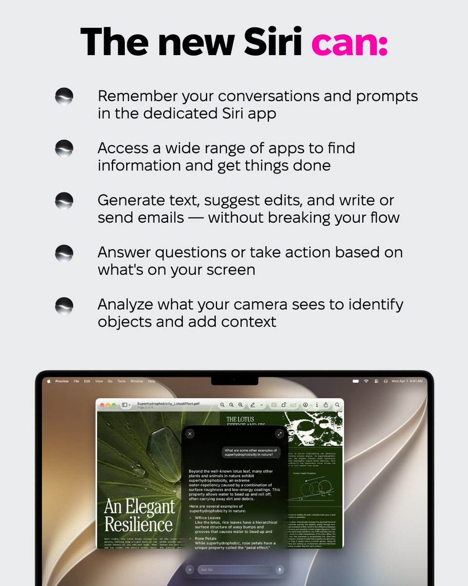 MacPaw's tweet photo. macOS Golden Gate is here 🌉

A smarter Siri. App schedules that work around your kids' day. Photo edits you couldn't make before.

We've covered every major update so you don't have to. Swipe through to see what's changed and what it means for your Mac 👇
 
#macOSGoldenGate https://t.co/yEr21vU1dG