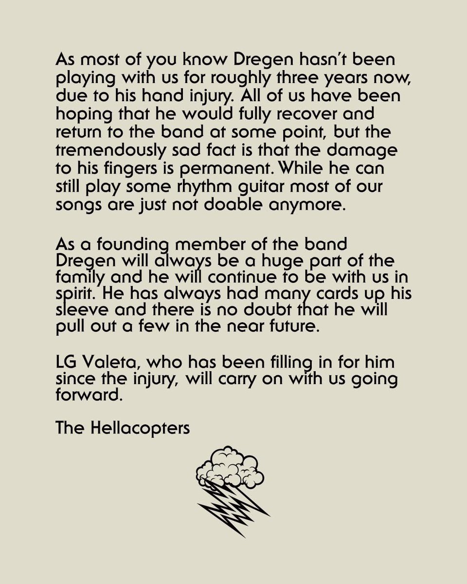 u1_rock's tweet photo. ヘラコプターズが公式発表
ドレゲンの復帰は無しかぁ・・
#TheHellacopters https://t.co/sGsZOiYTtk