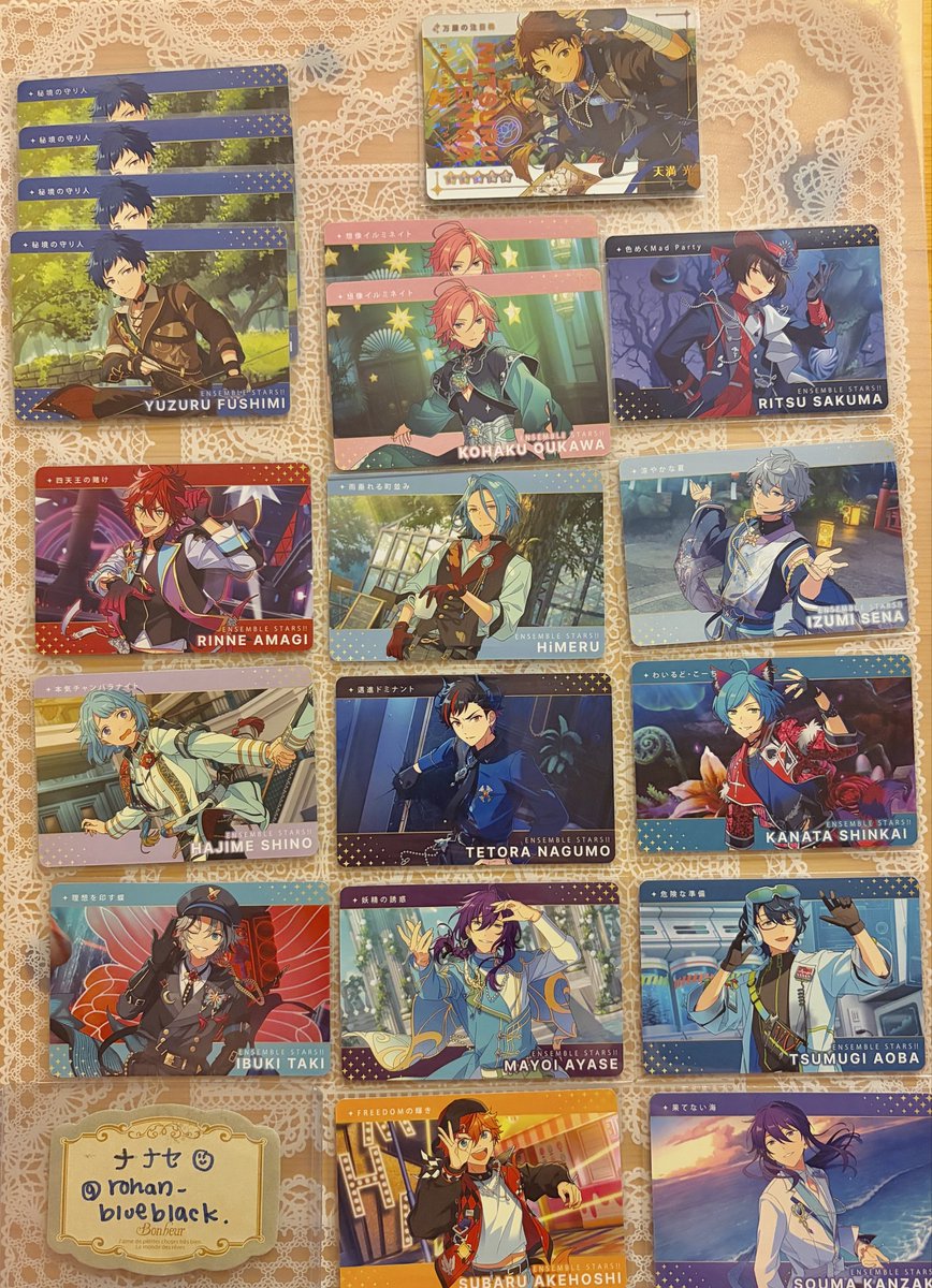 rohan_blueblack's tweet photo. 交換
あんさんぶるスターズ あんスタ カードダス
譲
R▶光
N▶こはく 燐音 HiMERU凛月 泉 マヨイ
弓弦 鉄虎 奏汰 維吹 スバル つむぎ 創

求
R▶︎友人分 宙
N▶零 ジュン チトセ レオ カンナ 翠 宙

※一部 零 ジュン チトセ レオとの交換のみ
📮>平日横浜・9/21池袋・9/22柏ｷｯﾁﾝｶｰ🚚手渡し https://t.co/VWRlrpuOdD