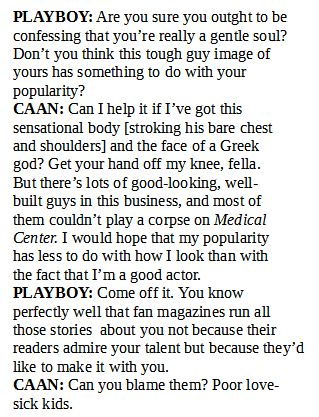 Gibboanxious's tweet photo. This 1976 James Caan interview in Playboy is pretty epic. https://t.co/XB3VnKixGt