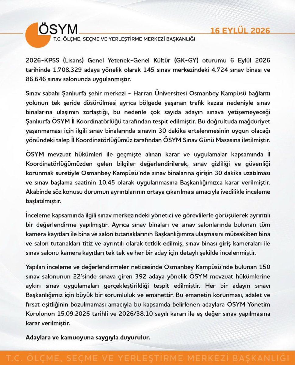 edipuzen's tweet photo. ÖSYM’den KPSS açıklaması…

Toplu bir iptal yok. 

Yapılan inceleme sonucunda 392 kişi yeniden eşdeğer sınava alınacak. https://t.co/1fkdNzxpRT