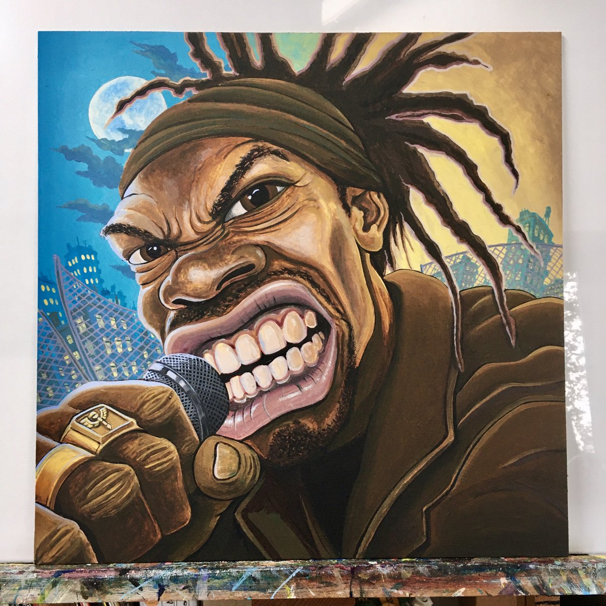 DefPaintings's tweet photo. Woo Haa! Na mijn DJ-schilderij moest ik natuurlijk ook een rapper maken.  Binnenkort finishing touch, aflakken en inlijsten. https://t.co/VK3F59geaN