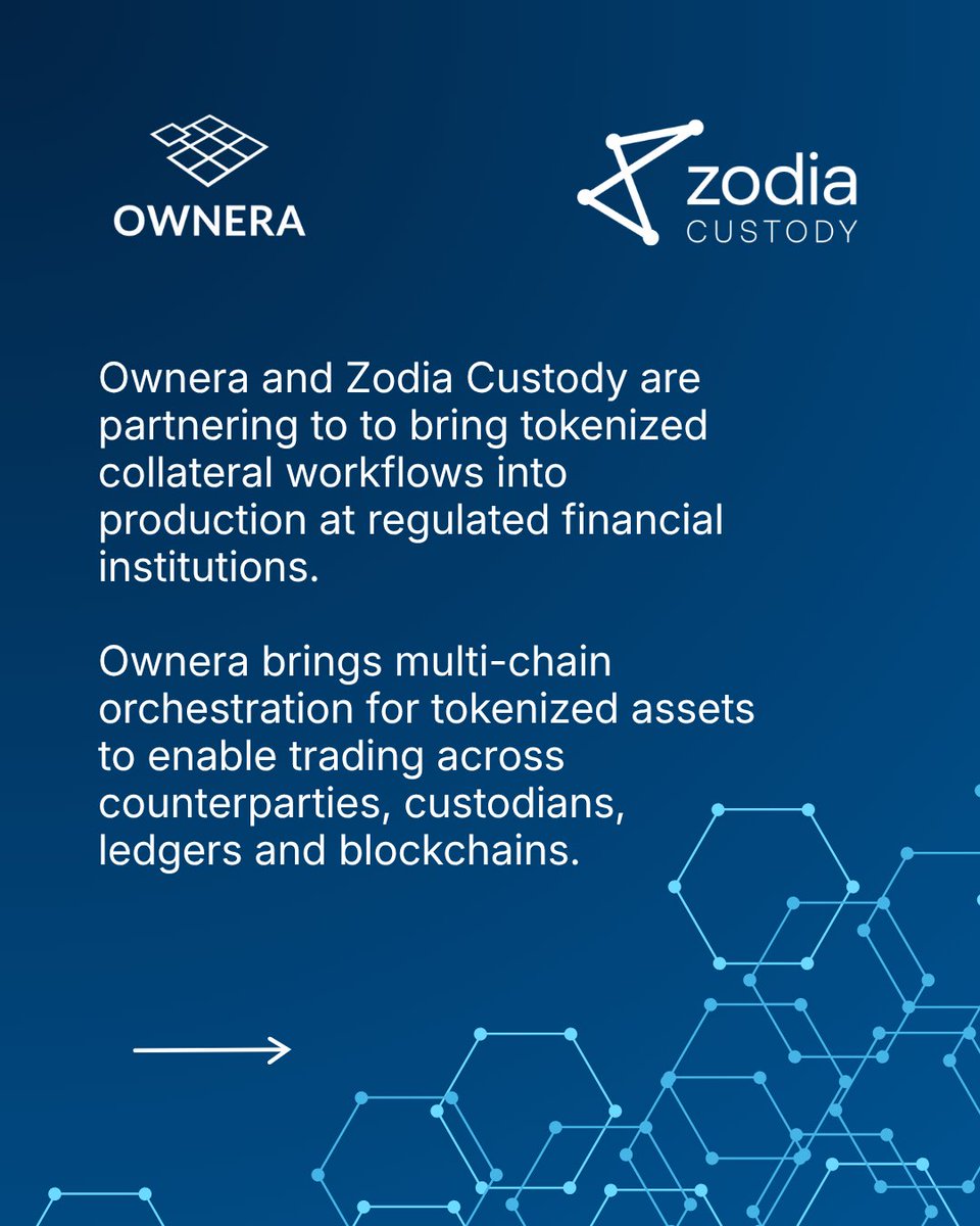 OwneraIO's tweet photo. Ownera and @ZodiaCustody  are partnering to combine multi-chain orchestration capabilities with compliance and risk management.

The collaboration will address the multi-chain orchestration across the systems institutions that they use, and operational controls that their own governance demands.
 
Swipe to read more from @NBenson8221  and @cwp_1
