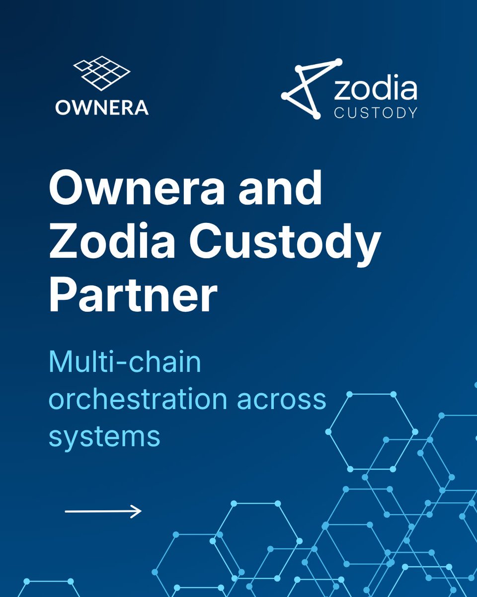 OwneraIO's tweet photo. Ownera and @ZodiaCustody  are partnering to combine multi-chain orchestration capabilities with compliance and risk management.

The collaboration will address the multi-chain orchestration across the systems institutions that they use, and operational controls that their own governance demands.
 
Swipe to read more from @NBenson8221  and @cwp_1