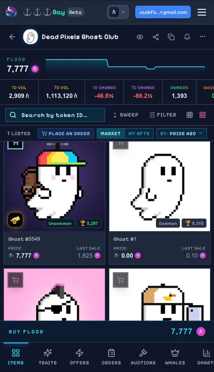 DreamBayio's tweet photo. Two collectors open the same collection. 🐋

One checks the floor price.

The other checks the traits. 👀

With DreamBay, you can dig into the collection and see what makes individual NFTs different before making your move. 🌙🐳

Take @deadpixels_club for example.

What do you check first, floor price or traits? 🌊
