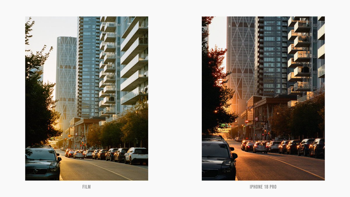stalman's tweet photo. The iPhone 18 Pro has a new film emulation tool built in, so I tested it next to Portra 400 https://t.co/IoDm0PUHiT