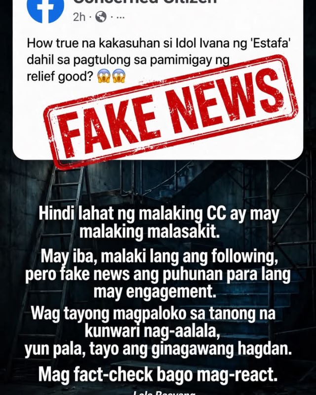 LouveniaSwxt's tweet photo. Mukhang tanong, pero fake news pala ang puhunan. Mag-fact-check muna bago mag-react at mag-isip bago mag-comment. Ginawa lang kayong hagdan para sumikat siya, habang nananatiling mababa ang small CC. https://t.co/DiYuqjOijH