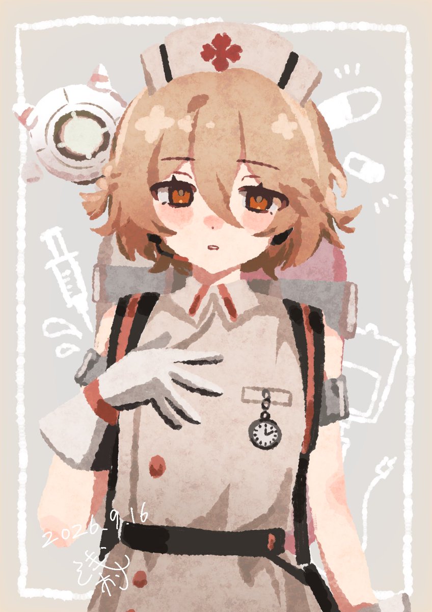 Asamura_illust's tweet photo. ワンドロ6日目　ナースロボ_タイプT https://t.co/bmVjqTB7DV