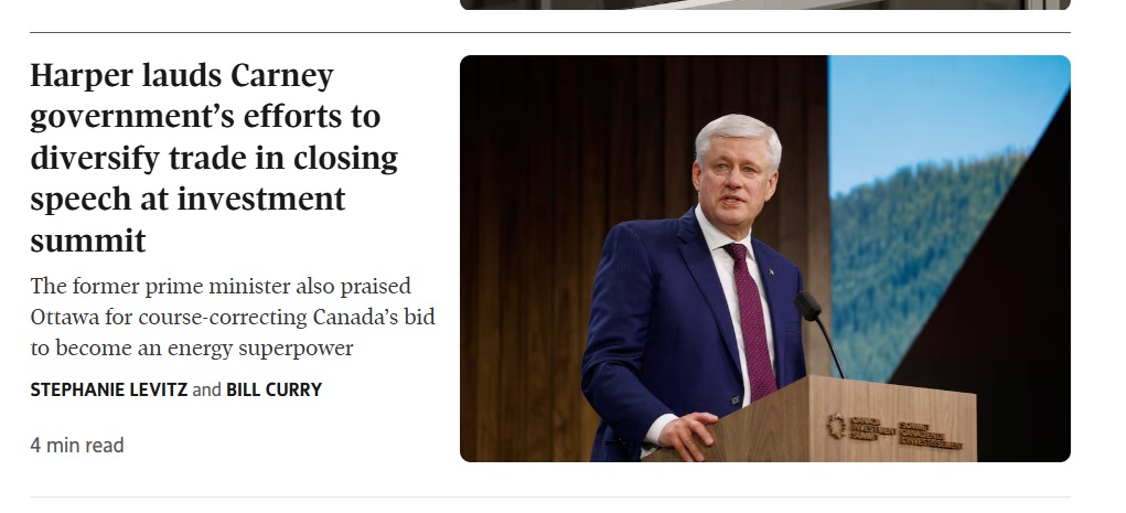 GBH61's tweet photo. A tonic for @PierrePoilievre and Alberta. Former PM Harper endorses Carney's policies. It's time for unity not division. https://t.co/UlwC6TNvBW