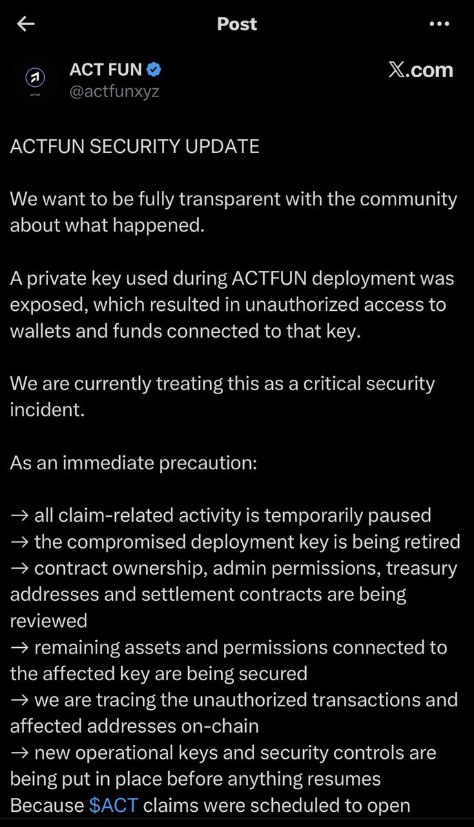 StarPlatinum_'s tweet photo. And here we have the first big RUG

ACT FUN was supposed to be a new launchpad on Arc, they ended up rugging hours after launching

There are still a lot of launchpads, expect this to not be the first

Focus on the ones with more volume and real teams behind 🚨 https://t.co/O8ewTvJogf