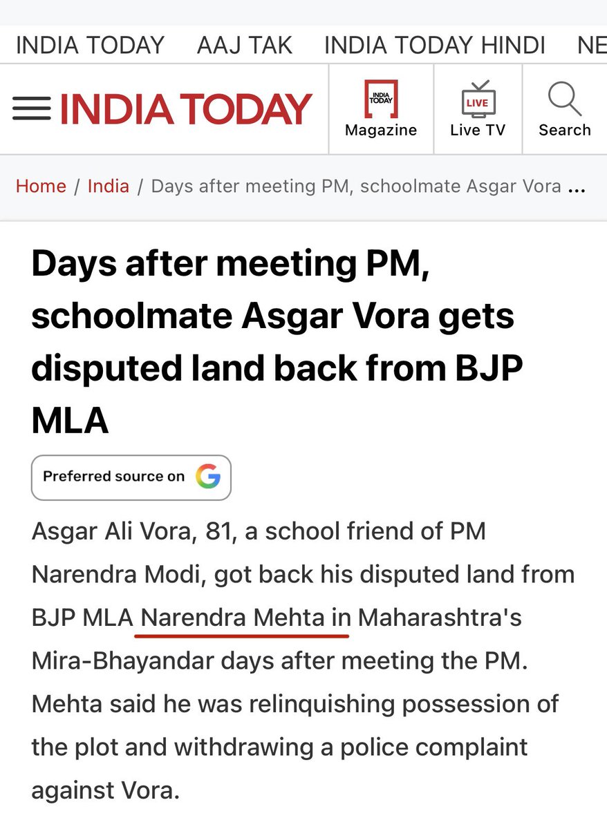 BefittingFacts's tweet photo. People are saying that Asgar Vora got his land back from BJP MLA Narendra Mehta because he is a friend of PM Modi. But what about common people?

Just two months ago, tribals got their land back from BJP MLA Narendra Mehta’s company with the help of Maharashtra Revenue Minister Chandrashekhar Bawankule.

It doesn’t matter whether you are a friend of PM Modi or a tribal, the Maharashtra government will ensure that you get the same justice.