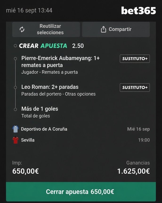 Dualtip2's tweet photo. aprovechad esta para hoy…💵💵
Más en el canal de la bio
#sevilla #depor #aubameyang #bet #stake #apuestadeportiva https://t.co/iC13PejfEO