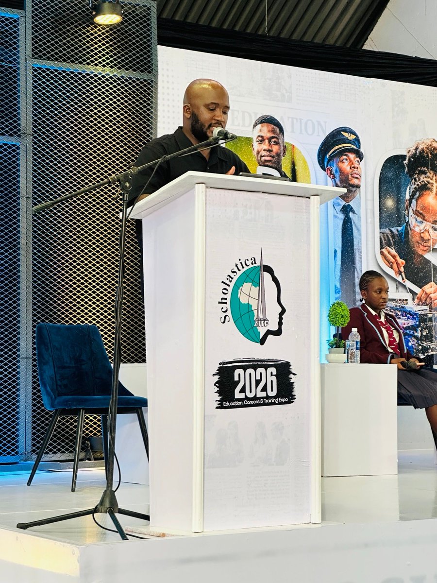 ZITF1's tweet photo. Scholastica Expo 2026 presents Quiz Time, facilitated by Michael Mhlanga! 

Watch top high school minds go head-to-head in a fast-paced battle of intellect, speed, and strategy. Who will take home the title?

#Scholastica2026 #QuizTime #HighSchoolQuiz #AcademicBattle #YouthExcellence