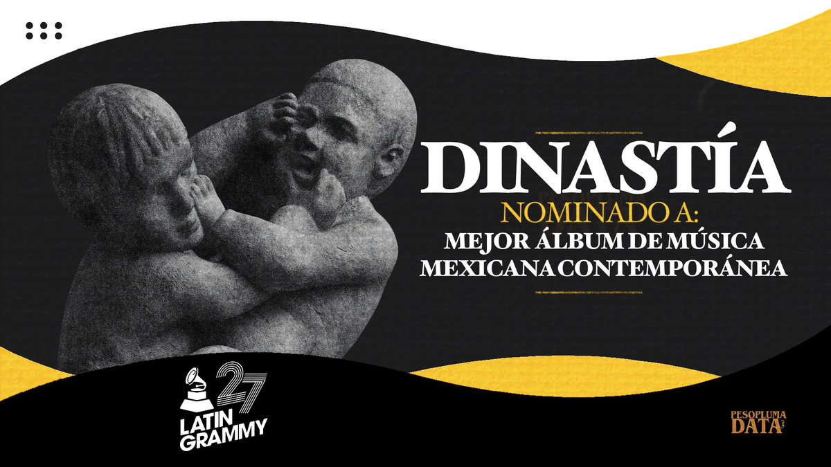 PesoPlumaData's tweet photo. “DINASTÍA” de Peso Pluma y Tito Double P es nominado a Mejor Álbum de Música Mexicana Contemporánea en los #LatinGRAMMY 2026. https://t.co/mgLVh2nv9M