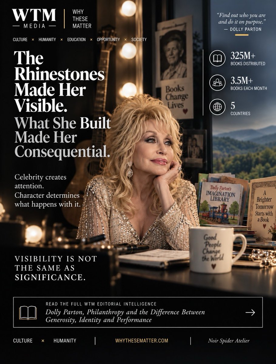 whythesematter's tweet photo. Generosity is not measured by how completely we empty ourselves. Its deeper value is what becomes possible for others—and what continues creating value beyond us.

Read the full WTM Editorial Intelligence: Dolly Parton, Philanthropy and the Difference Between Generosity, Identity and Performance.

https://t.co/OvMhK2h03D