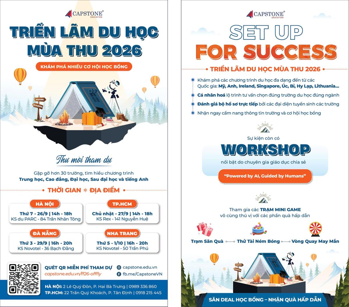 StudyUSAcom's tweet photo. 🌟 SET UP FOR SUCCESS – SẴN SÀNG CHO KẾ HOẠCH DU HỌC CỦA BẠN?

Chọn trường. Chọn ngành. Tìm học bổng. Chuẩn bị hồ sơ.

Du học là một hành trình dài, và một lựa chọn đúng ngay từ đầu có thể tạo nên khác biệt rất lớn cho những năm học phía trước.

Vậy thay vì chỉ tìm kiếm thông tin trên Google, tại sao không gặp trực tiếp những người có thể giúp bạn tìm ra câu trả lời?

🌏 TRIỂN LÃM DU HỌC QUỐC TẾ MÙA THU 2026 – SET UP FOR SUCCESS của Capstone là cơ hội để học sinh, sinh viên và phụ huynh trực tiếp kết nối với các trường quốc tế và bắt đầu xây dựng kế hoạch du học phù hợp.

🎓 TẠI TRIỂN LÃM, BẠN CÓ THỂ:
✨ Gặp trực tiếp đại diện các trường đến từ Mỹ, Anh, Ireland,Úc, Singapore, Bỉ, Hy Lạp, Lithuania, Thái Lan ... và nhiều quốc gia khác.
💬 Hỏi đáp 1:1 về ngành học, học phí, học bổng, điều kiện tuyển sinh và môi trường sống.
🎯 Tìm “Best Fit” – lựa chọn trường và chương trình phù hợp với năng lực, mục tiêu và ngân sách của bạn.
📚 Cập nhật thông tin du học và xu hướng ngành nghề mới.
🎤 Tham gia workshop & hoạt động tại triển lãm, lắng nghe những chia sẻ thực tế về hành trình du học.
🎁 Nhận Cẩm nang triển lãm với thông tin về trường, chương trình, yêu cầu đầu vào và học bổng.
💙 ĐẾN TRIỂN LÃM, BẠN CÒN NHẬN ĐƯỢC:
✅ Tư vấn miễn phí về hồ sơ vào hệ thống hơn 800+ trường đối tác của Capstone tại các quốc gia có tiếng Anh là ngôn ngữ chính.
✅ Tiếp cận thông tin học bổng từ các trường tham dự.
✅ Được định hướng lộ trình từ chọn trường → hồ sơ → học bổng → visa.

🔎 KHÁC BIỆT CỦA CAPSTONE?

Không chỉ giúp bạn “đi du học”.
Chúng tôi giúp bạn tìm một lựa chọn phù hợp để bắt đầu hành trình đó.
Với định hướng Best Fit, Capstone đặt nhu cầu và mục tiêu của từng học sinh ở trung tâm của quá trình tư vấn.
Đồng thời, Capstone cam kết hợp tác với các trường đáp ứng các tiêu chuẩn kiểm định/công nhận phù hợp, nhằm mang đến thông tin đáng tin cậy cho học sinh và phụ huynh.
📅 GẶP GỠ CÁC TRƯỜNG TẠI 4 THÀNH PHỐ
📍 Hà Nội: 14h - 18h | Thứ 7, ngày 26.09 | KS du Parc Hanoi - 84 Trần Nhân Tông
📍 TP.HCM: 14h - 18h | Chủ nhật, ngày 27.09 | KS Rex - 141 Nguyễn Huệ
📍 Đà Nẵng: 16h - 20h | Thứ 3, ngày 29.09 | KS Novotel - 36 Bạch Đằng
📍 Nha Trang: 16h - 20h | Thứ 5, ngày 1.10 | KS Novotel - 50 Trần Phú
📅 Xem danh sách trường và đăng ký link để nhận thư mời dự tại: https://t.co/Du2gfD4iyr
———
✈️ Du học uy tín – Chọn Capstone Việt Nam!
📍 Hà Nội: Số 2 Lê Quý Đôn, Hai Bà Trưng – 0989 336 860
📍 TP.HCM: Số 22 Trần Quý Khoách, Tân Định – 0918 215 445
🌐 https://t.co/pKq644s6kz
#SetUpForSuccess #TriểnLãmDuHọc #CapstoneVietnam #DuHoc2026 #HocBongDuHoc #StudyAbroad