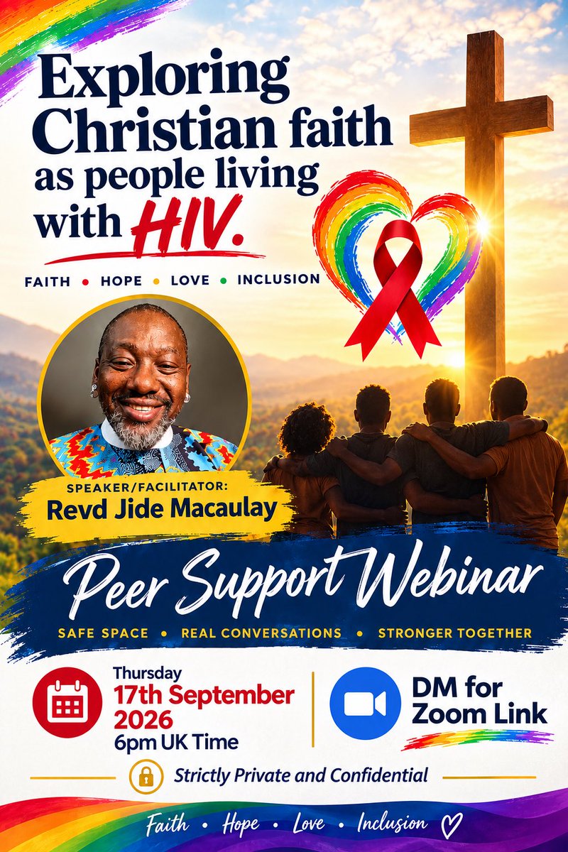 HouseOfRainbow's tweet photo. Christians living with HIV are warmly invited to Faith Lane, a peer support community through THT’s Living Well programme. Join us Thursday, 17 September 2026, at 6:00 PM London time. If you’re UK based, DM me for the Zoom meeting details. https://t.co/vBXtsRaxvB
