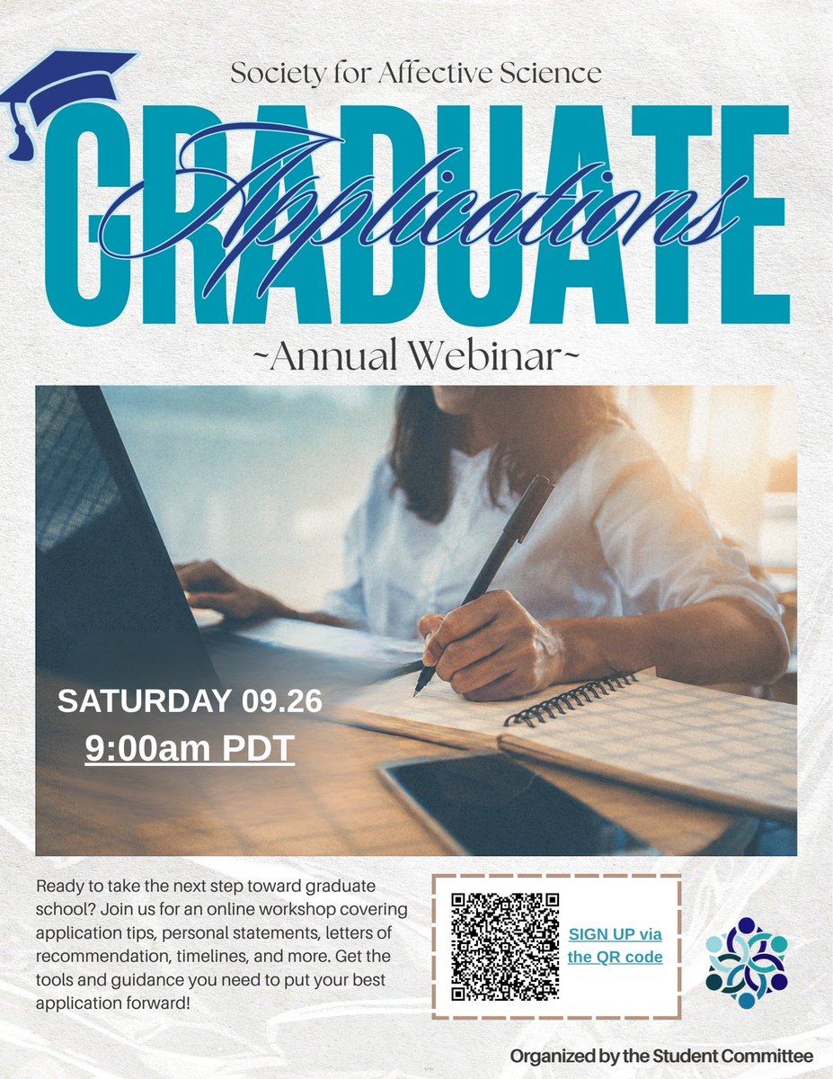 affectScience's tweet photo. Who's applying to grad school in affective science? Come to the annual SAS webinar! See flyer below and sign up today!
https://t.co/pVstyANZ8c https://t.co/6T647tIURK