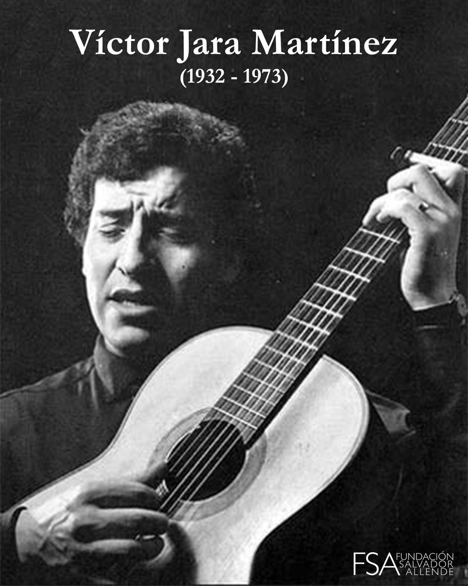 FSAllende's tweet photo. A 53 años del asesinato de Víctor Jara, recordamos al cantautor, director de teatro y artista fundamental de nuestra historia, asesinado un día como hoy por agentes de la dictadura instaurada tras el golpe de Estado Civil-Militar.
Su obra sigue plenamente vigente en nuestro país. https://t.co/KttqzYq2s2