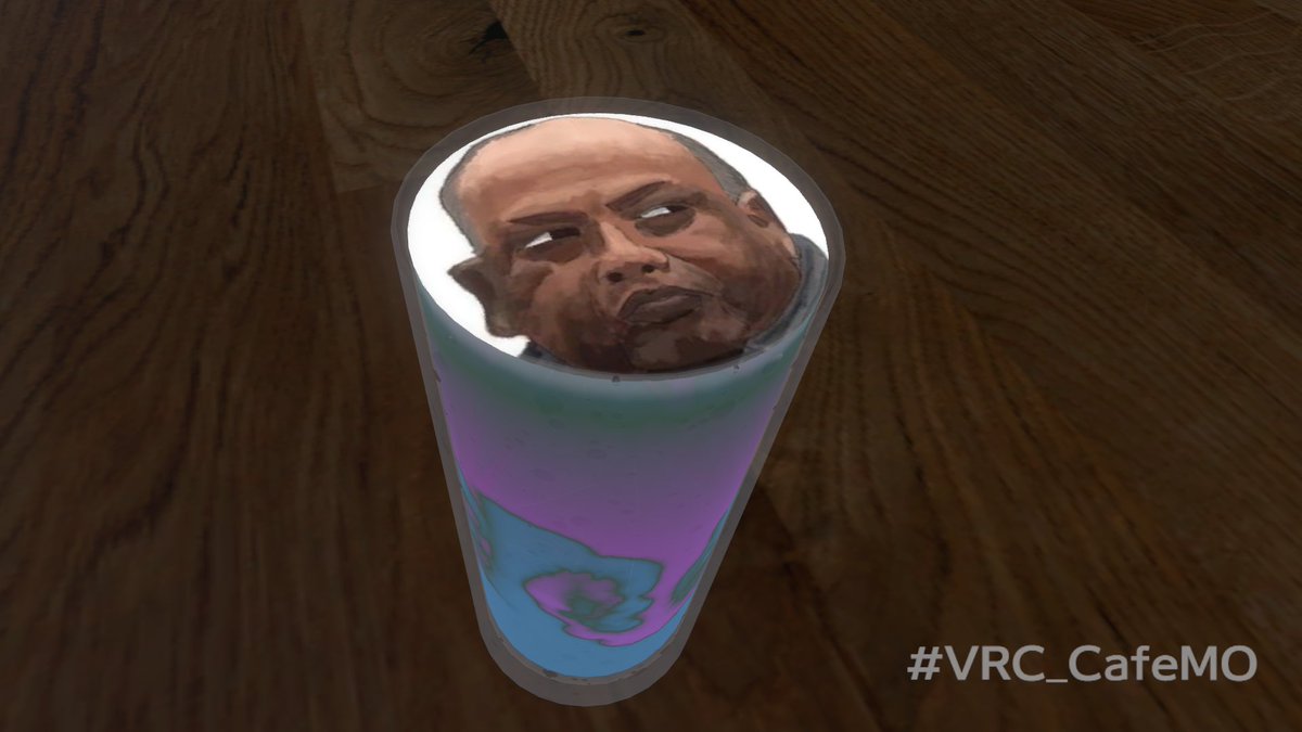 VRCammotitaro's tweet photo. ૮( ˶ᵔ ᵕ ᵔ˶)ა　オリジナルドリンクを作れるようになりました！皆思い思いのカフェを作ってみてね♪

( ◉◞౪◟◉)分かりました。ラテアートをおじさんにして店舗を臭くします。
#VRC_CafeMO https://t.co/f0KEbz48pi