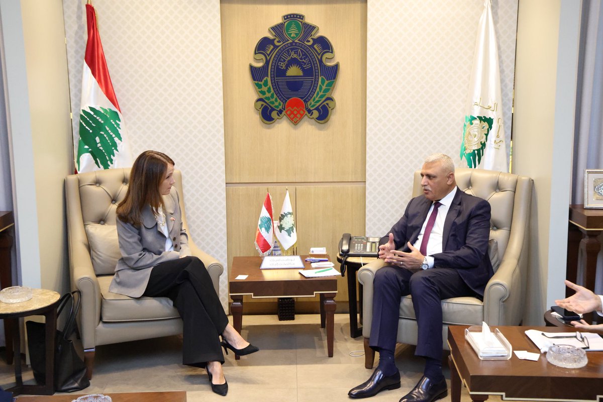 DKAmbLebanon's tweet photo. Curtesy calls are rare opportunities to listen and learn. Thank you Director General Hassan Choucair for sharing your insights on the devastating situation in the South - and for your perspectives on border management and security in Lebanon 🇱🇧 https://t.co/37qMfXoz60