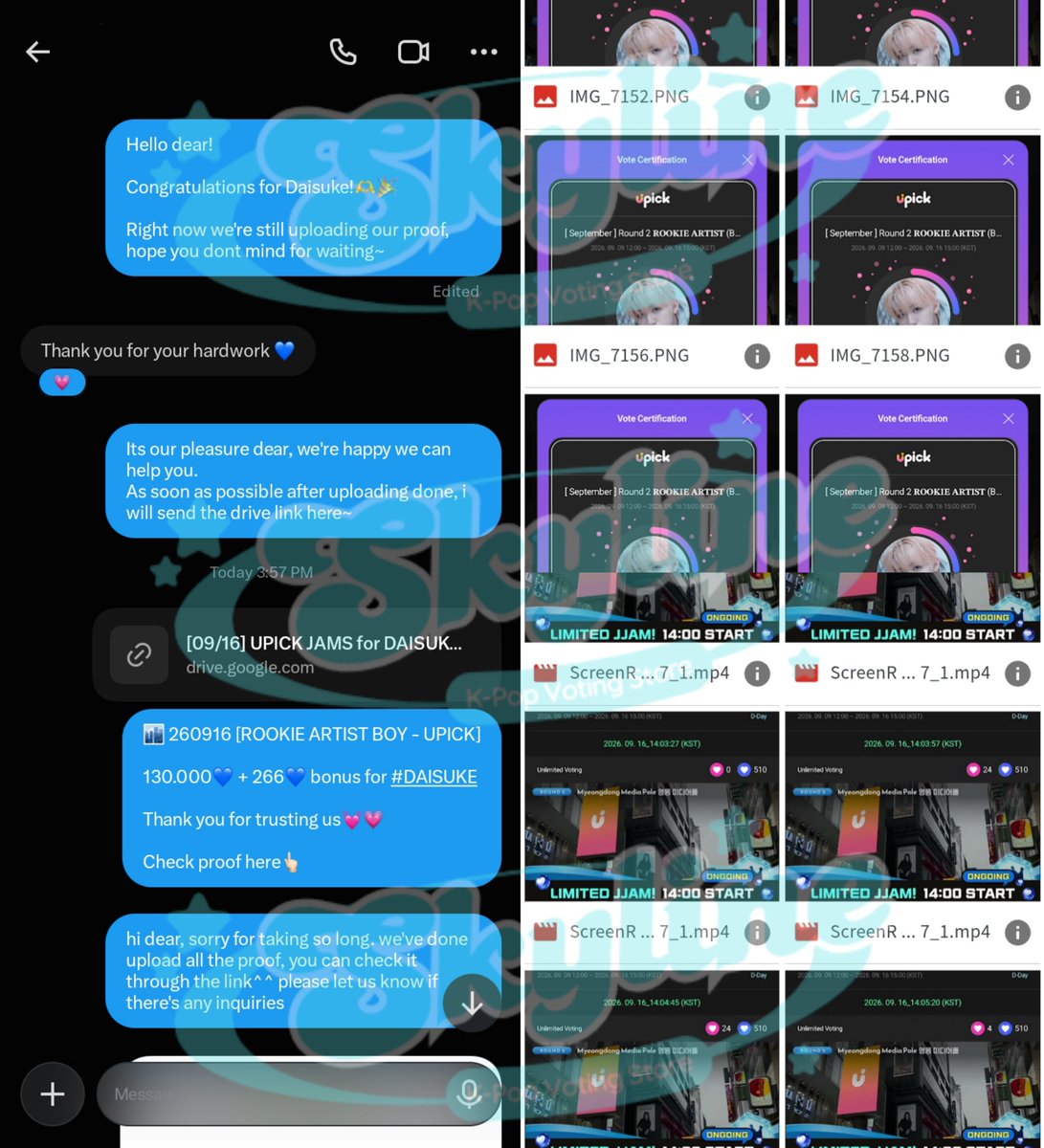 skylinevote's tweet photo. Thank you @stargazers_09 💓 for purchase Upick Blue Jams at skyline🏙️ 

130000💙 Jams + bonus for #DAISUKE

[September] Round 2 Rookie Artist Boy (UPICK) ✅ 

#skylineproofs https://t.co/ULrZ0kMxaV