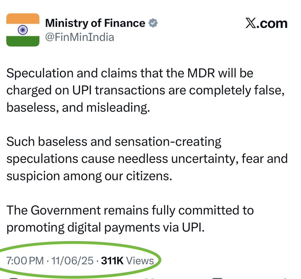 ajitanjum's tweet photo. परम आदरणीय वित्त मंत्री जी , 
UPI को लेकर ये ट्वीट आपके ही मंत्रालय का है न?
@nsitharaman
देश की जनता को कितना .... बनाते हैं आप लोग ? 

( रिक्त स्थानों की पूर्ति आप लोग अपने स्वादानुसार कर लें ) https://t.co/P8J7PGhJYk