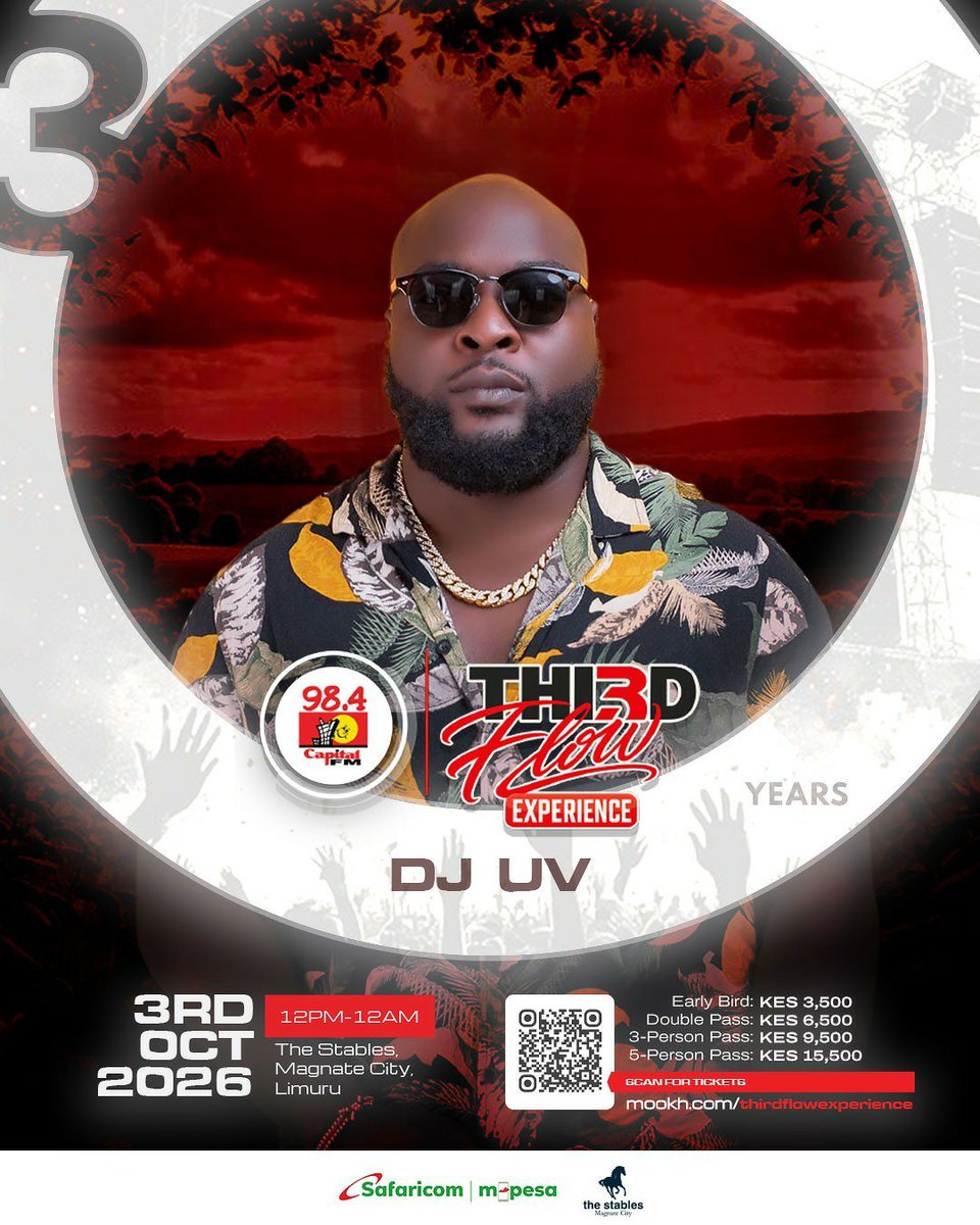 Sherehe_Plug's tweet photo. 🎧 #Nairobi #ThirdFlow
MORE DEEJAYS = MORE MUSIC = MORE BASHMENT.
Na bado! @DjJoeMfalme, @djuvlive & @DJKrowbar join the #ThirdFlowExperience lineup. @CapitalFMKenya
📅 Sat 3rd Oct | 12PM-12AM
📍 The Stables, Magnate City #Limuru
🎟️ https://t.co/gN1BqxMYxC
#SherehePlug https://t.co/tVLubTmMsa