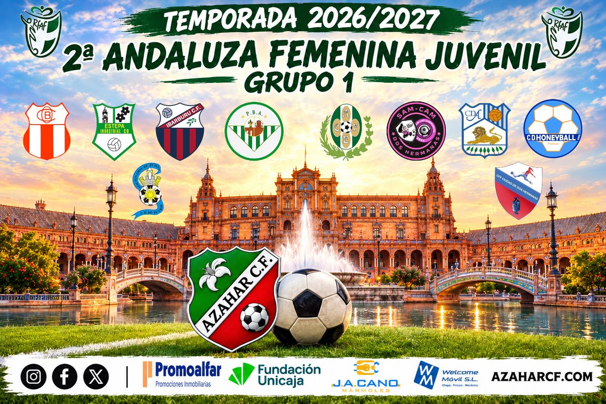 cf_azahar's tweet photo. 💚🤍❤2ª ANDALUZA FEMENINA JUVENIL.💚🤍❤
Ya conocemos nuestros rivales para la temporada 26/27.
El Azahar C.F. Juvenil afronta una nueva temporada, con un grupo 1 de 11 equipos y muchas ganas de competir, crecer y seguir haciendo historia.
🔥 La historia continúa… https://t.co/8MsBIopbuI