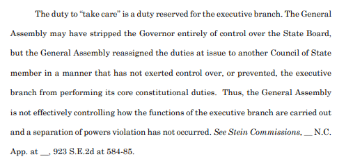 will_doran's tweet photo. Breaking: NC Court of Appeals upholds the state legislature's power grab of the state Board of Elections, shifting control from Gov. Josh Stein to Auditor Dave Boliek

2-1 ruling on party lines. The majority said since the legislature didn't give itself the power, it's OK. #ncpol https://t.co/Wyt916gHjG