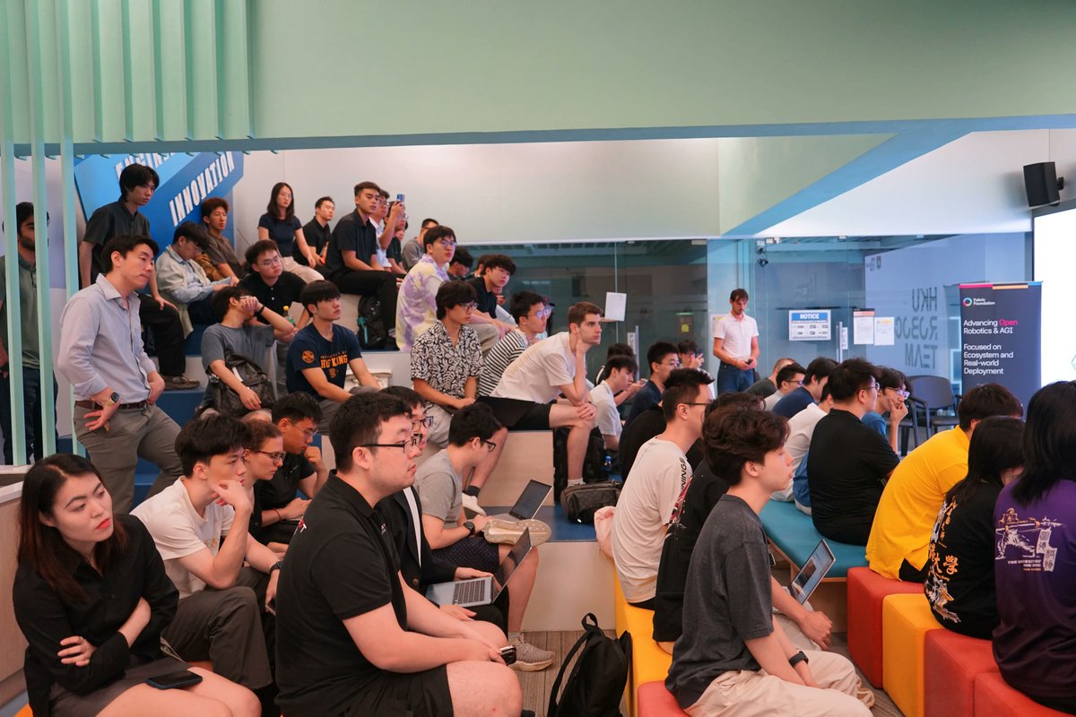 FabricFND's tweet photo. Last Friday in Hong Kong we ran a closed-room working session across the robotics stack: foundation models, data engines, hardware, and on-site deployment.

Researchers and builders flew in from multiple cities for this room specifically. The academic density was high, and the discussion stayed technical: distribution shift, contact-rich control, data pipelines, and the gap between a lab prototype and a system that survives outside campus.

Here is the recap.