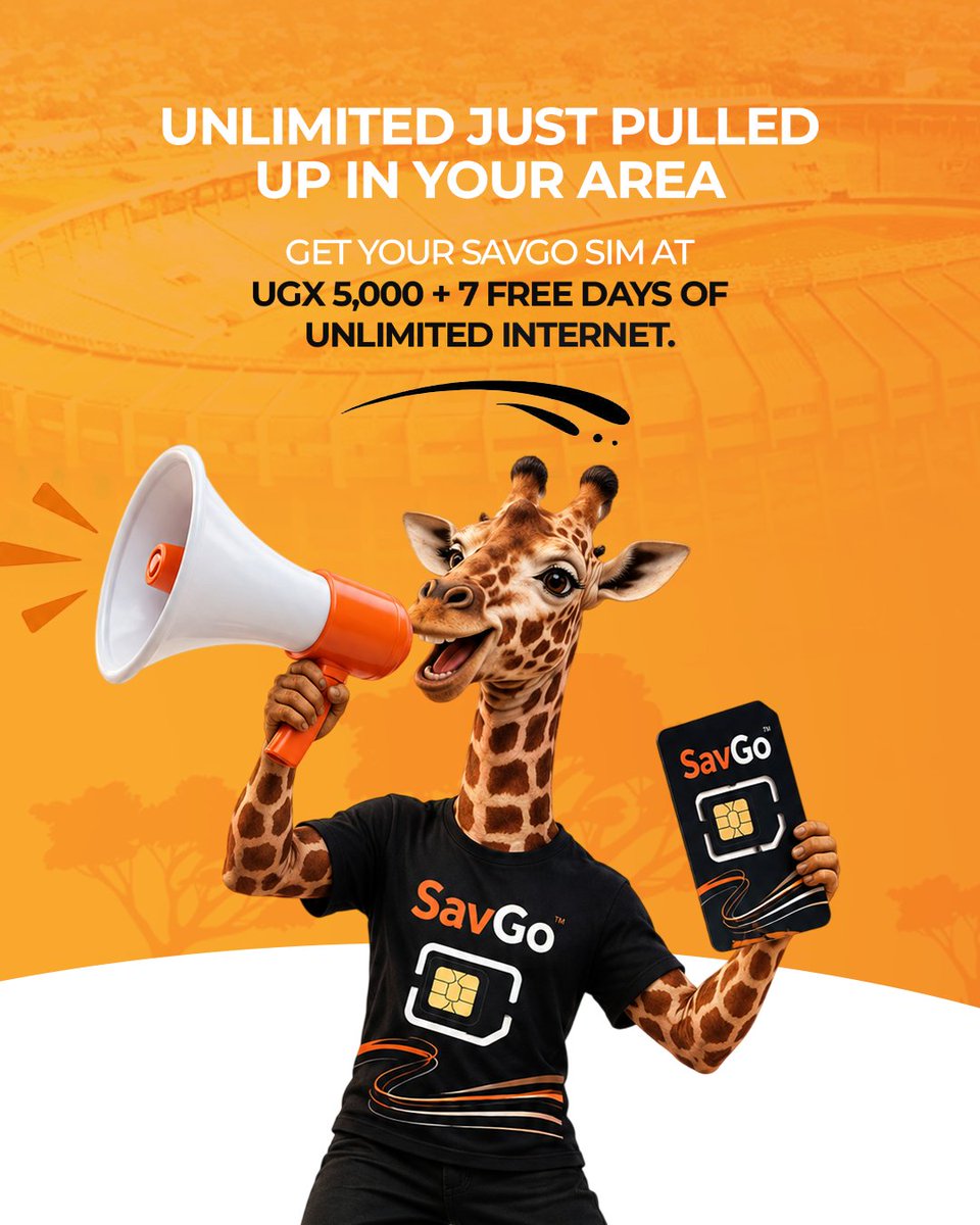 savanna_ug's tweet photo. 📍 BWEYOGERERE, KIREKA, KIRINYA & NAMANVE, SAVGO IS IN YOUR AREA!

We’re on the ground and ready to get you started with SavGo SIM for just UGX 5,000, plus 7 FREE days of unlimited internet.
Carry your valid National ID, find our team, and get yours today!

#SavGo #ConnectingMoments