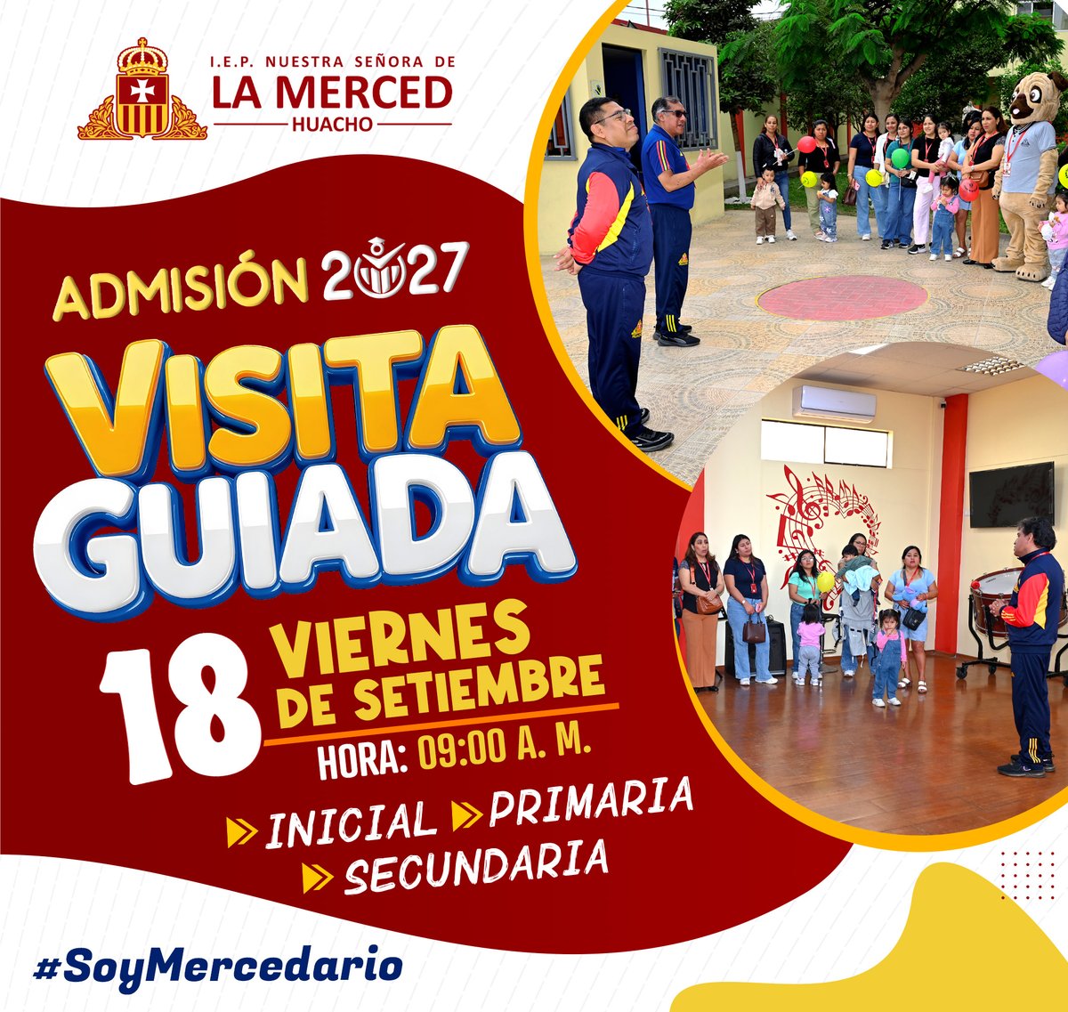 MercedHuacho's tweet photo. ¡El camino hacia una educación integral comienza aquí! 
Te invitamos a participar en nuestra Visita Guiada y conocer de cerca nuestros espacios, propuesta educativa y todo lo que tenemos preparado para nuestros futuros estudiantes.
Viernes 18 de setiembre
9:00 a. m. https://t.co/qwReFVguQY