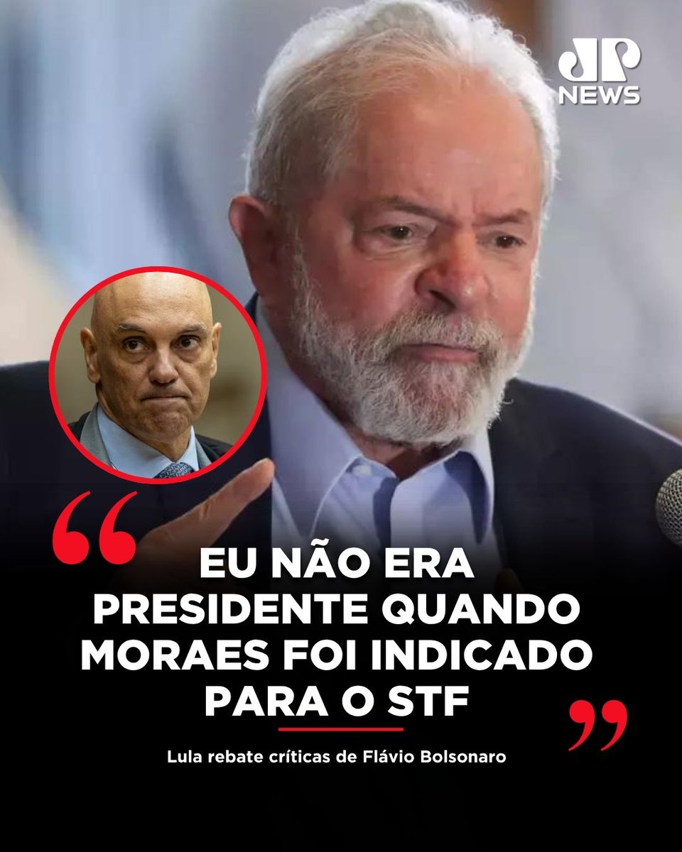 JovemPanNews's tweet photo. O presidente Luiz Inácio Lula da Silva rebateu as críticas do senador e adversário eleitoral Flávio Bolsonaro (PL) ao declarar que não foi o responsável pela indicação do ministro Alexandre de Moraes ao Supremo Tribunal Federal (STF). Em participação em um podcast nesta quarta-feira (16), o petista lembrou que a indicação ocorreu no governo Michel Temer e afirmou que a ofensiva da oposição contra o magistrado decorre da prisão do ex-presidente Jair Bolsonaro pelos atos antidemocráticos de 8 de janeiro, e não pelas apurações do caso Banco Master. Apesar de elogiar a atuação de Moraes na defesa da democracia durante as eleições de 2022, Lula ressaltou que qualquer autoridade que cometer delitos deve responder perante a lei com direito a um julgamento justo.

🔗 Leia a matéria completa em: https://t.co/5eLOkw2cls
📺 Confira na JP News

#JovemPanNews #Política #Lula #STF #AlexandreMoraes