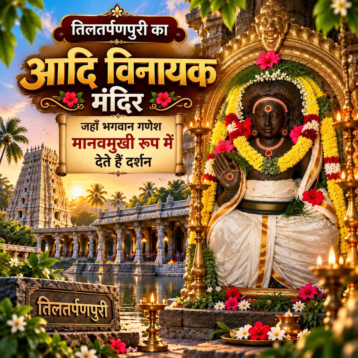 AzaadBharatOrg's tweet photo. तमिलनाडु के तिलतर्पणपुरी में स्थित आदि विनायक मंदिर में भगवान गणेश का दुर्लभ मानवमुखी स्वरूप विराजमान है। नरमुख विनायक से जुड़ी मान्यता, श्रीराम की पितृ तर्पण कथा और मुख्तीश्वरर शिव मंदिर इसे विशेष बनाते हैं। पूरी पोस्ट पढ़े 👉🏻
https://t.co/aMiALR05aO https://t.co/N5bho0yraL