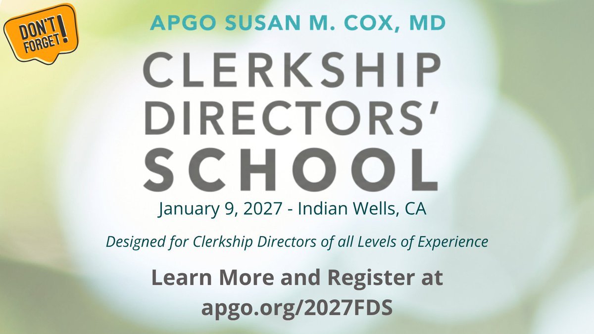 apgonews's tweet photo. REMINDER: Registration is OPEN for APGO's Faculty Development Seminar! ๐
Get the Early Bird Discount Now!
Join ob-gyn educators & leaders - elevate your clinical teaching & connect with peers
Reserve your spot today ๐ https://t.co/yi4IgZ1FeG
#MedEd #AcademicMedicine #Obgyn https://t.co/KUGXvFS6gc
